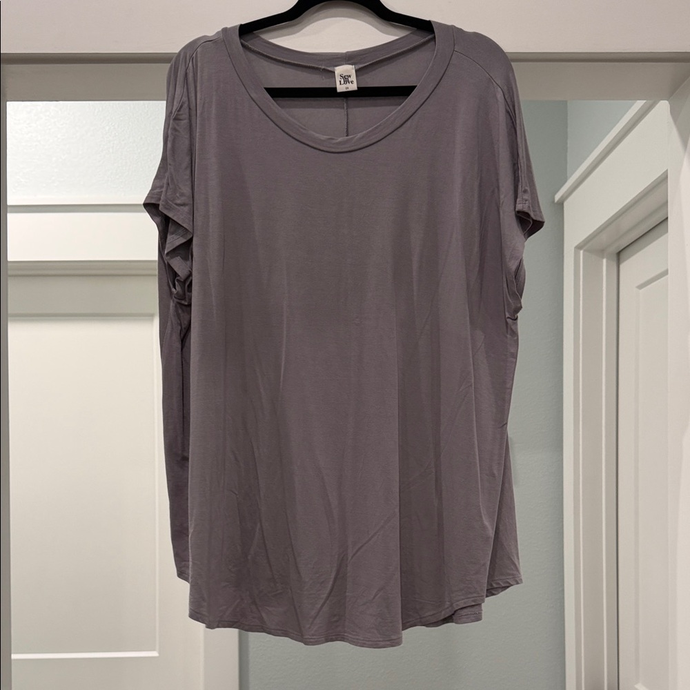 Sew In Love Relaxed Short Sleeve Tee - Mauve Gray